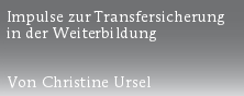 Impulse zur Transfersicherung
in der Weiterbildung


Von Christine Ursel