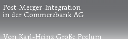 Post-Merger-Integration
in der Commerzbank AG


Von Karl-Heinz Große Peclum